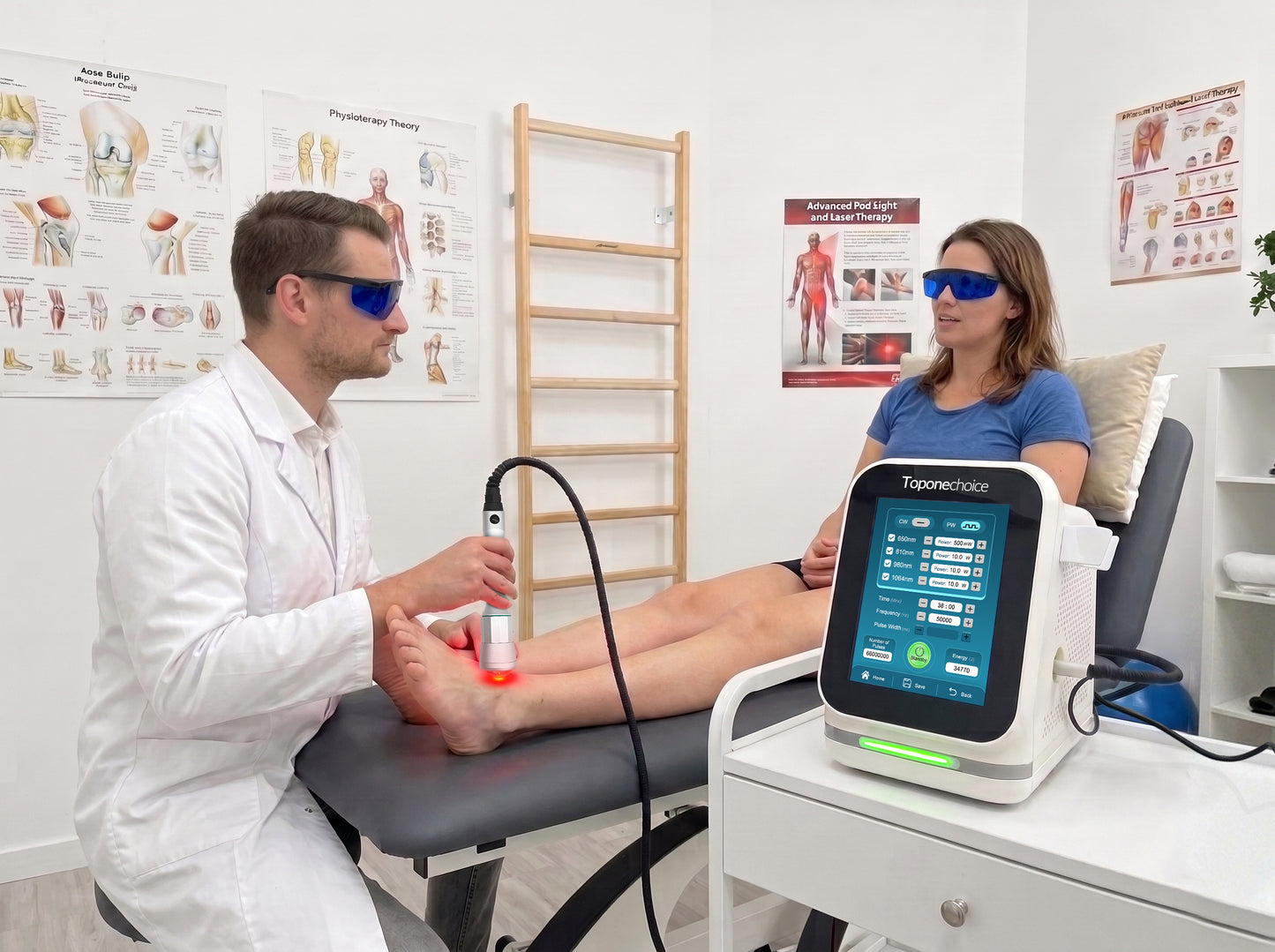 30W Class IV Physiotherapy Laser System for Rehabilitation and Chiropractic Clinics