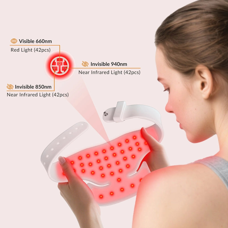 Red Light Therapy Neck Device for Pain Relief, 660nm/850nm/940nm Near Infrared LED Wrap for Muscle Tension, Stiff Neck & Joints, Hands-Free Home Use