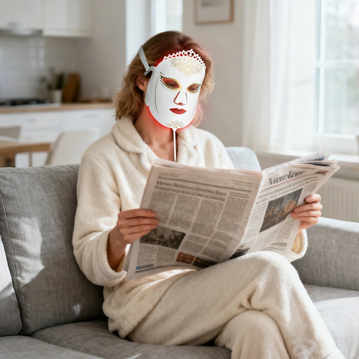 LED Red and Near-Infrared Light Therapy Face Mask for wrinkle, anti-aging