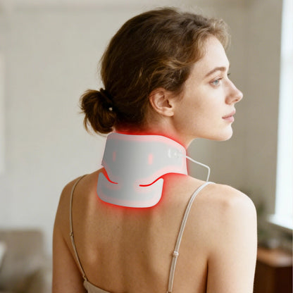Red Light Therapy Neck Device for Pain Relief, 660nm/850nm/940nm Near Infrared LED Wrap for Muscle Tension, Stiff Neck & Joints, Hands-Free Home Use