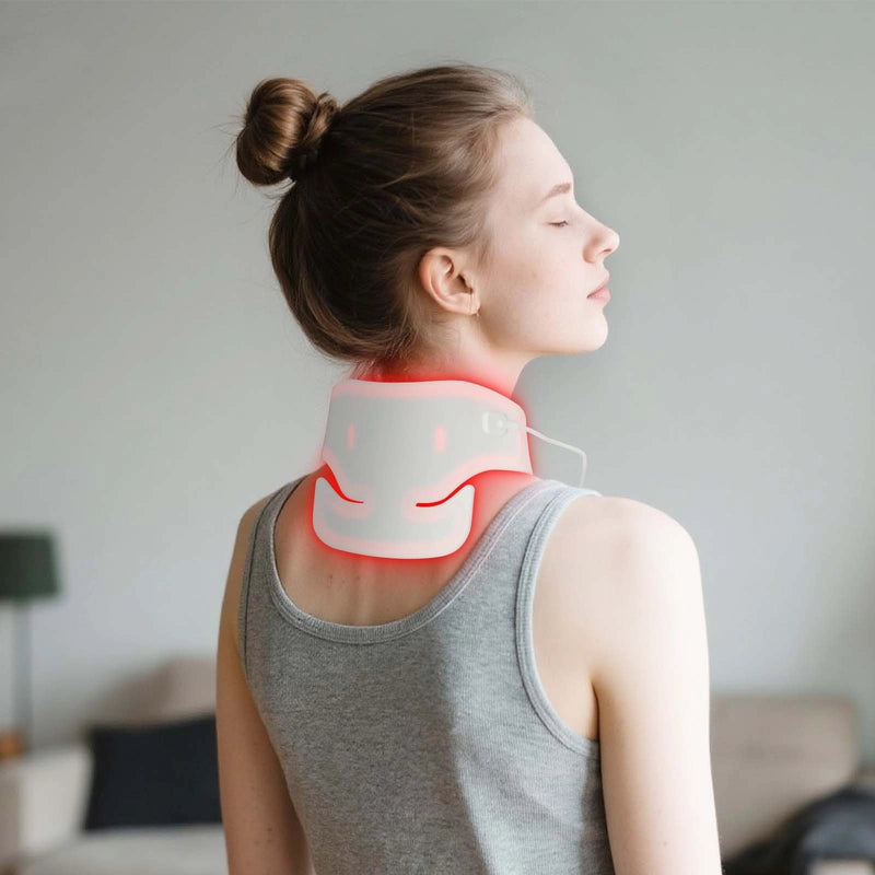 Red Light Therapy Neck Device for Pain Relief, 660nm/850nm/940nm Near Infrared LED Wrap for Muscle Tension, Stiff Neck & Joints, Hands-Free Home Use