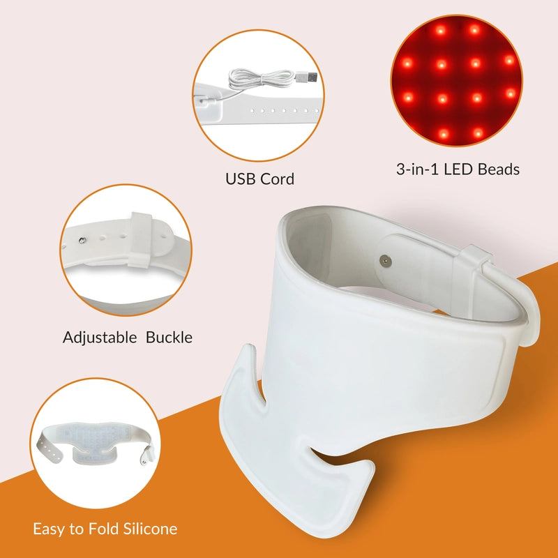 Red Light Therapy Neck Device for Pain Relief, 660nm/850nm/940nm Near Infrared LED Wrap for Muscle Tension, Stiff Neck & Joints, Hands-Free Home Use