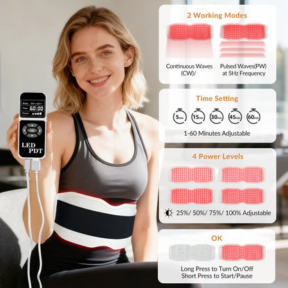 Red Light Therapy Belt 660nm 850nm 940nm 3-in-1 LED Chips