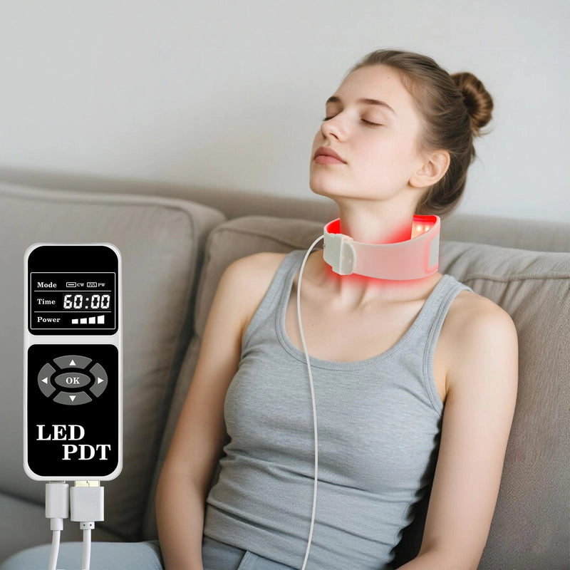 Red Light Therapy Neck Device for Pain Relief, 660nm/850nm/940nm Near Infrared LED Wrap for Muscle Tension, Stiff Neck & Joints, Hands-Free Home Use